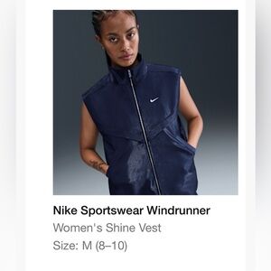 Nike Women's Navy Shiny Wind Runner Vest